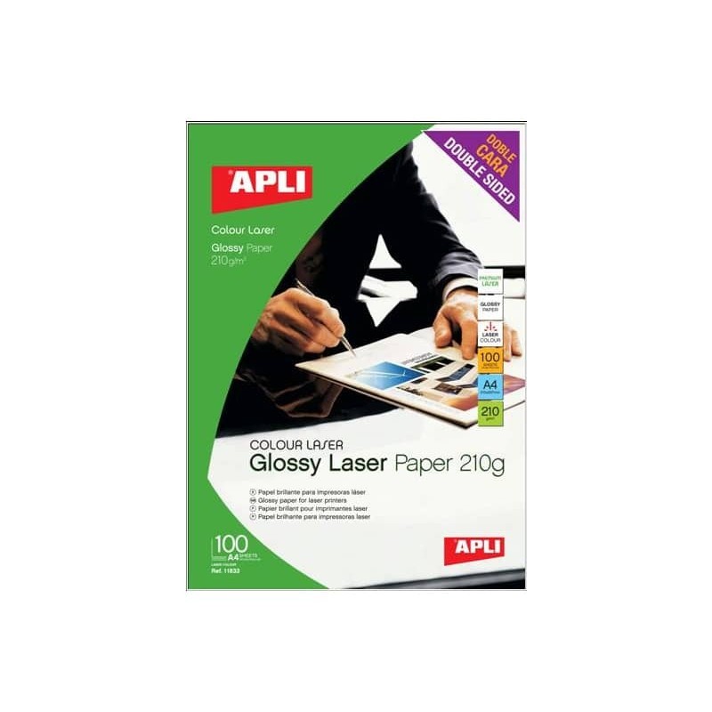 Carta fotografica laser Decadry A4 alta qualità - finitura lucida -  fronte/retro 210 gr. bianco Conf. 100