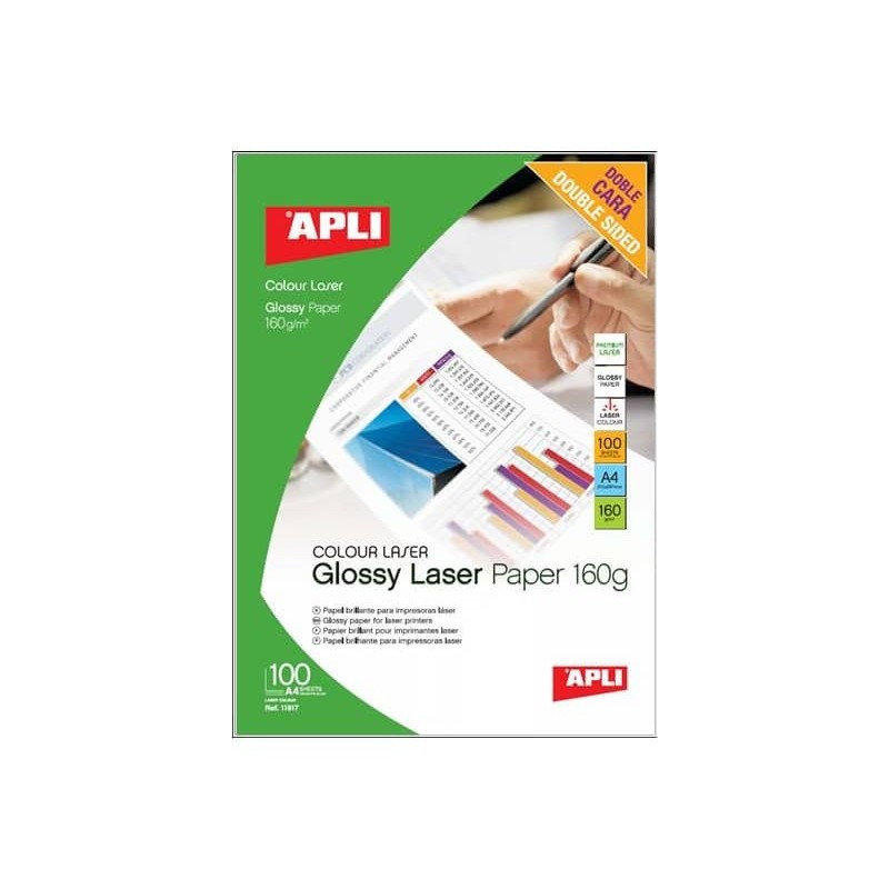 Carta fotografica laser Decadry A4 alta qualità - finitura lucida - fronte/retro 160 gr. bianco Conf. 100 fogli - T900009