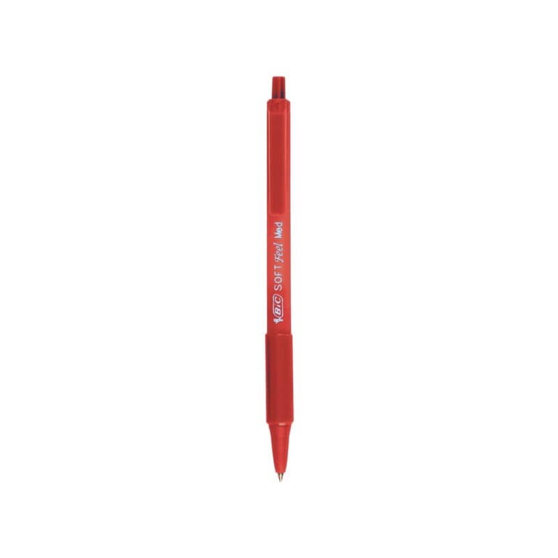 Penna a sfera a scatto BIC SoftFeel Clic Grip M 1 mm rosso Conf. 12 pezzi - 837399_234970