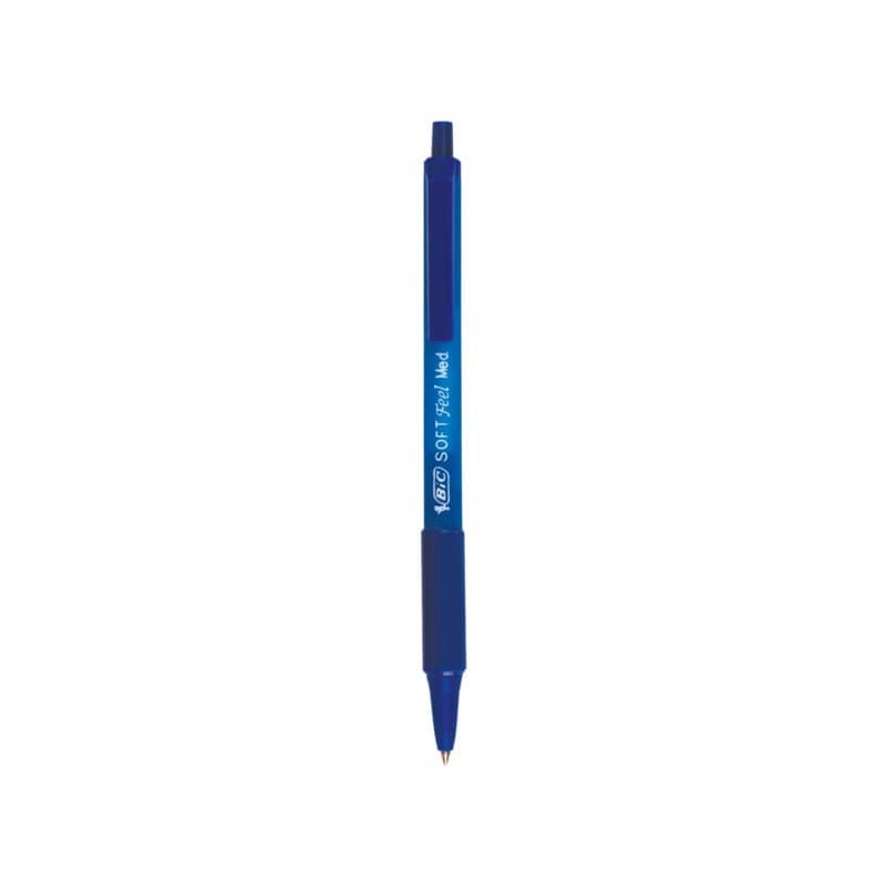 Penna a sfera a scatto BIC SoftFeel Clic Grip M 1 mm blu Conf. 12 pezzi - 837398_234988