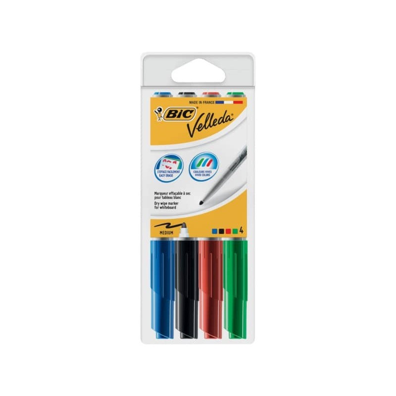 Marcatori per lavagne bianche BIC Velleda 1741 punta conica 4,5 mm assortiti astuccio da 4 - 1199001744_135362