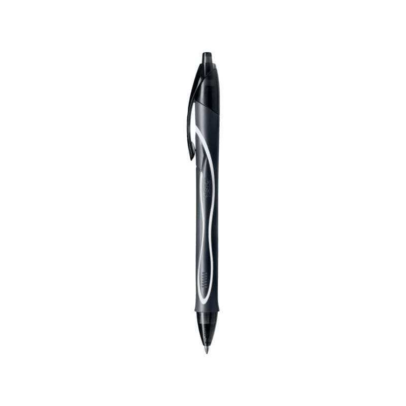 Basics Penne a scatto con inchiostro gel nero, punta fine,  confezione da 12, Black