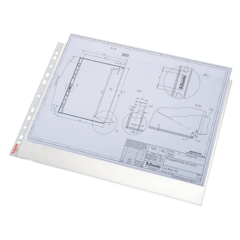 Buste a perforazione universale Esselte DELUXE goffrate antiriflesso trasparente 42x30 cm conf.50 - 55230_094719