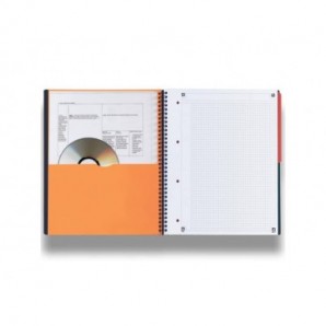 Quaderno spiralato OXFORD International Activebook Maxi A4+ grigio/arancio quadretti 5 mm - 100104329_172744