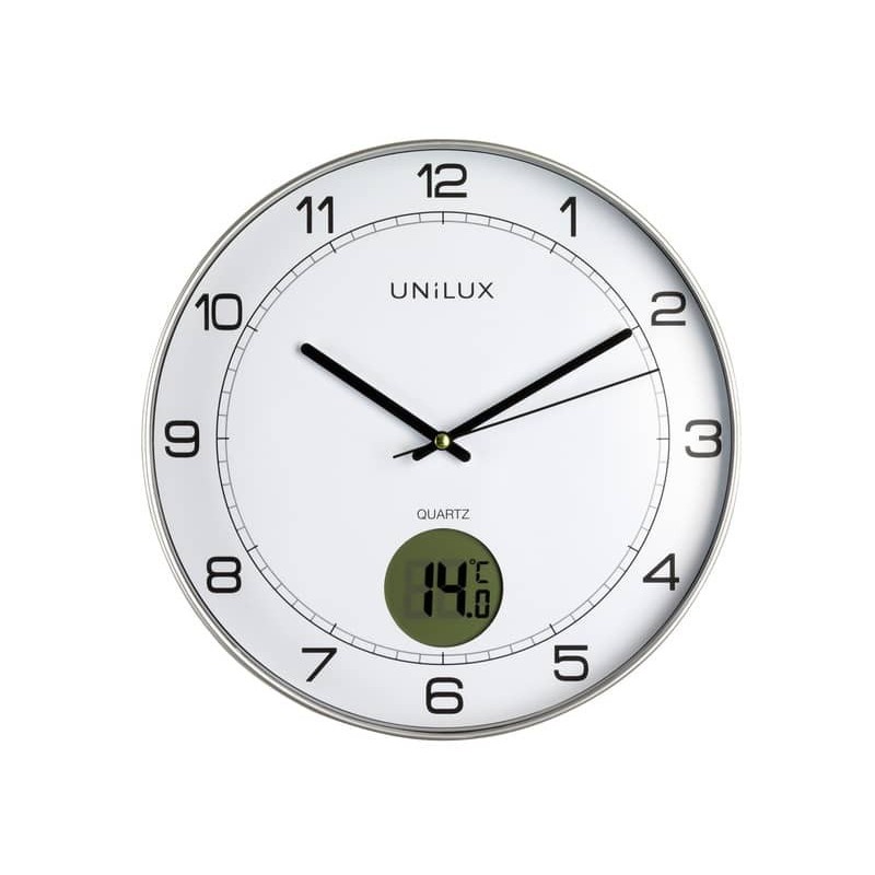 Orologio da parete UNILUX Tempus con termometro digitale Ø 30,5 cm grigio  metallizzato - 400094592_164421