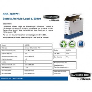 Scatole archivio FELLOWES Bankers Box® System 8,5x36,6x25,8 cm blu/bianco legal 0023701_332078