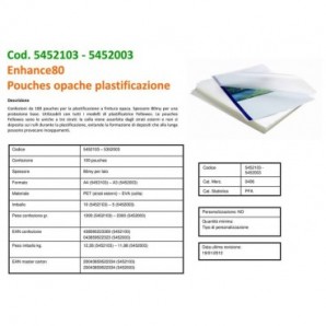Pouches per plastificatrici FELLOWES A4 75 micron per lato trasparente opaco conf.100 - 5452103_159474