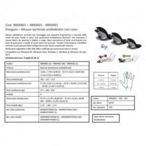 Mouse verticale FELLOWES Penguin® medio con filo grigio/nero 9894601