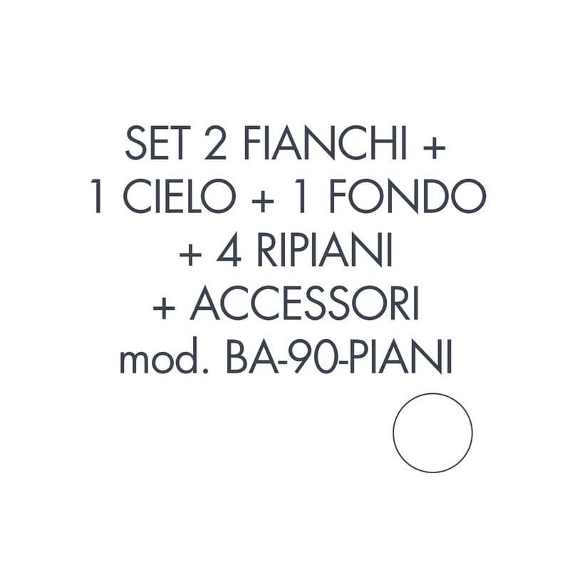 Set 2 fianchi + 1 cielo + 1 fondo + 4 ripiani + accessori per armadio Tecnical