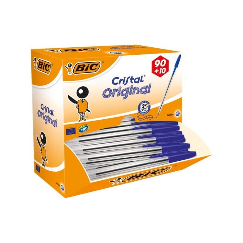 Penne a sfera BIC Cristal M 1 mm blu value pack 90+10 - 942910_482095