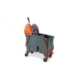 Carrello pulizia industriale Perfetto factory Duetto - con strizzatore e 2 vasche grigio/arancio - 26730