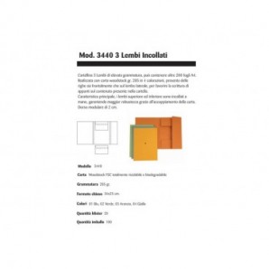 Cartelline a 3 lembi incollati 4Mat A4 in carta woodstock 285 g/m² dorso 2 cm verde conf. da 20 pezzi - 3440 02