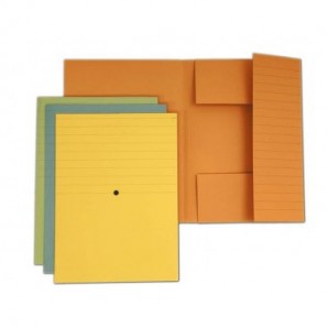 Cartelline a 3 lembi incollati 4Mat A4 in carta woodstock 285 g/m² dorso 2 cm arancio conf. da 20 pezzi - 3440 03