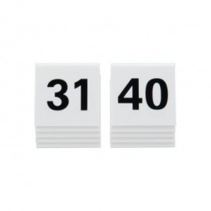 Segnaposto Securit® in acrilico rigido numeri da 31 a 40 bianco set da 10 pezzi - TN-31-40-WT_303232