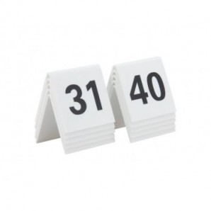 Segnaposto Securit® in acrilico rigido numeri da 31 a 40 bianco set da 10 pezzi - TN-31-40-WT_303232