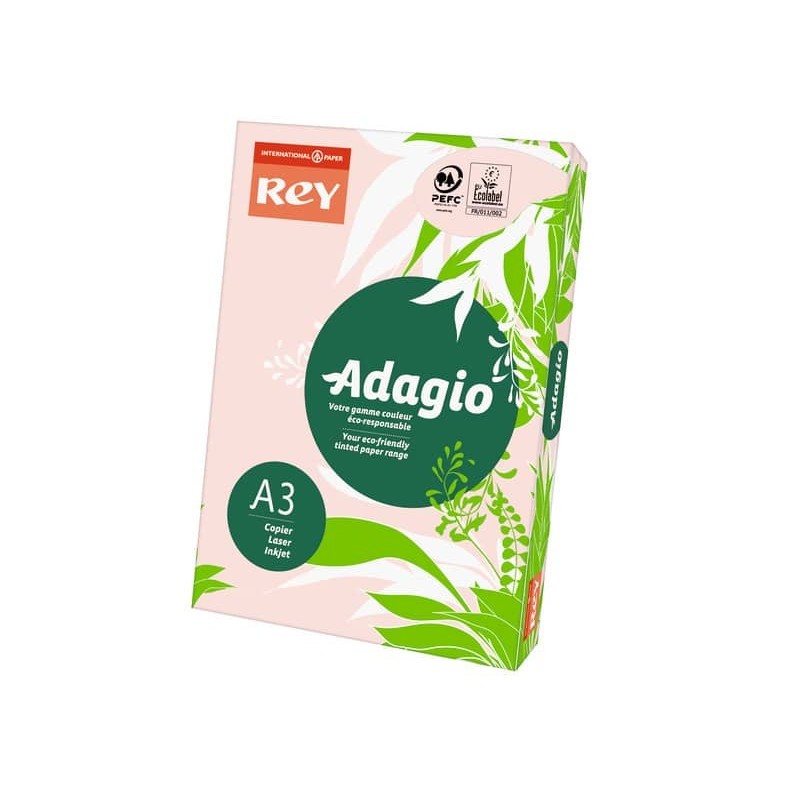 Carta colorata A3 INTERNATIONAL PAPER Rey Adagio rosa 07 risma 250 fogli - ADAGI160X485