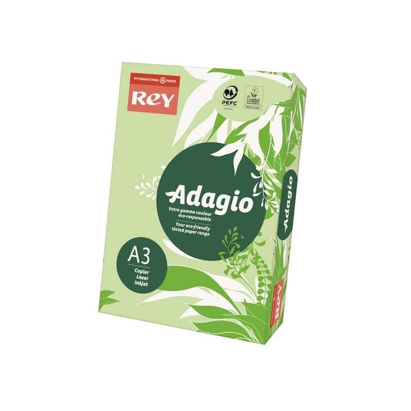 Carta colorata A3 INTERNATIONAL PAPER Rey Adagio verde 81 risma 250 fogli - ADAGI160X487