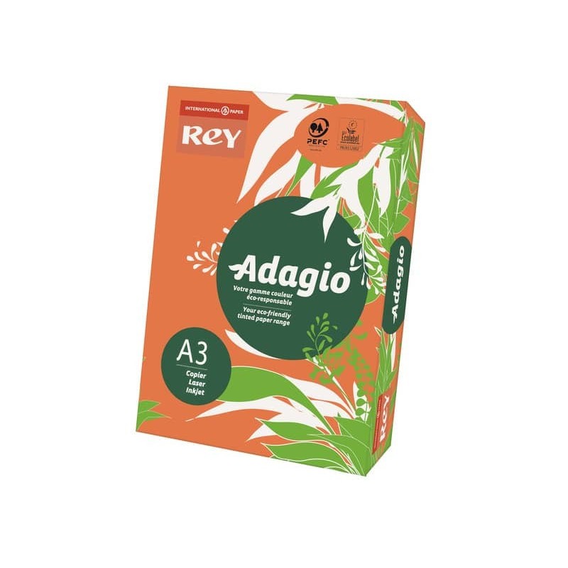 Carta colorata A3 INTERNATIONAL PAPER Rey Adagio arancio 21 risma 250 fogli - ADAGI160X504