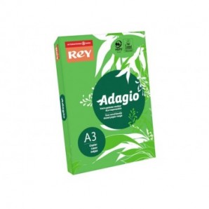 Carta colorata A3 INTERNATIONAL PAPER Rey Adagio verde intenso 52 risma 500 fogli - ADAGI080X682