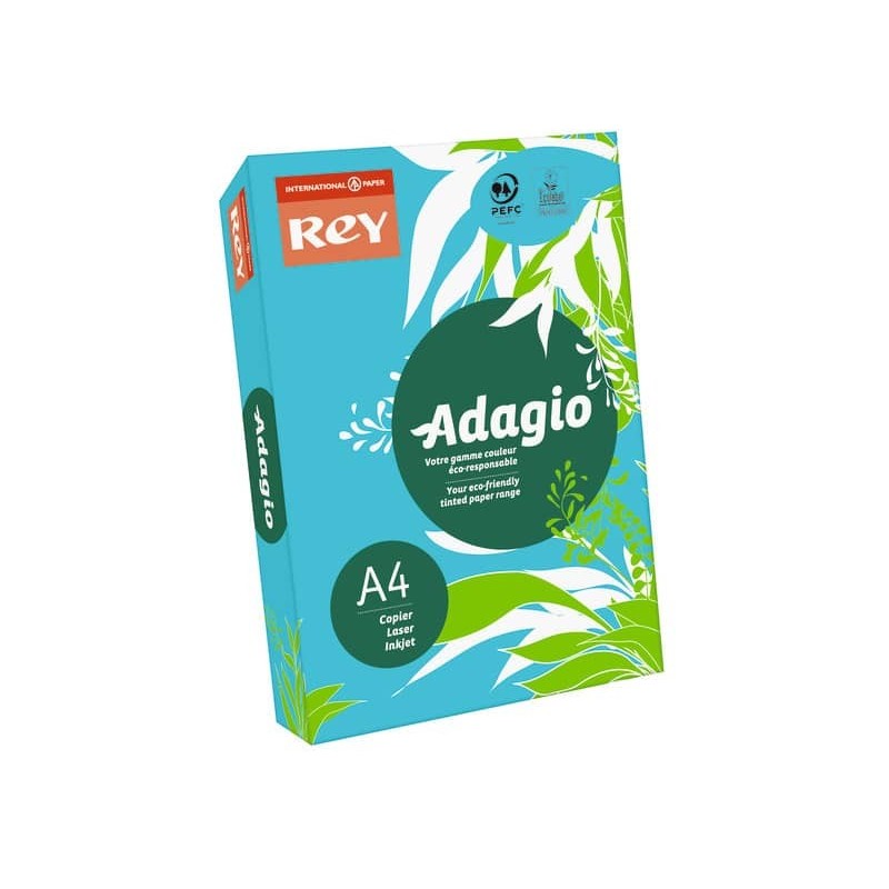 Carta colorata A4 INTERNATIONAL PAPER Rey Adagio blu intenso 51 risma 500 fogli - ADAGI080X622_637145