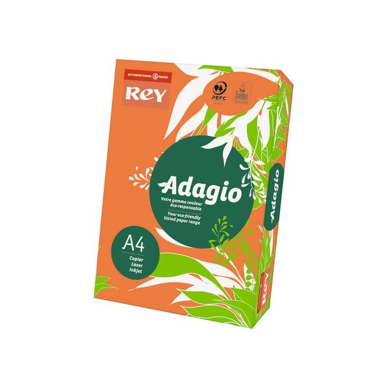 Carta colorata A4 INTERNATIONAL PAPER Rey Adagio arancio 21 risma 500 fogli - ADAGI080X639_637153