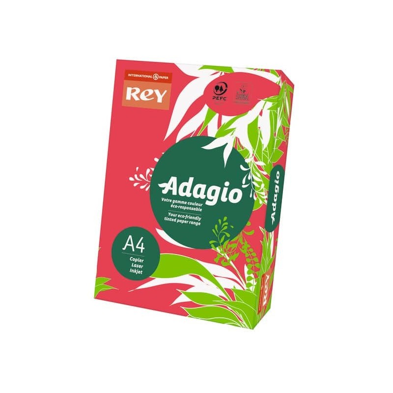 Carta colorata A4 INTERNATIONAL PAPER Rey Adagio 80 g/m² rosso intenso risma da 500 fogli - ADAGI080X645_639456