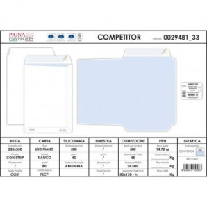 Buste a sacco bianche autoad. removibili Pigna Envelopes Competitor strip 80 g/m² 230x330 mm conf. 500 - 0029481_109209