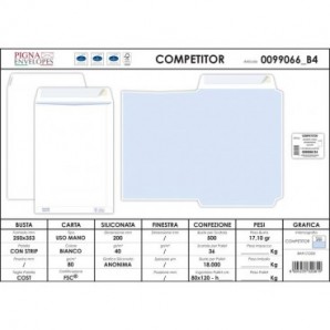 Buste a sacco bianche autoad. removibili Pigna Envelopes Competitor strip 80 g/m² 250x353 mm conf. 500 - 0099066_109225