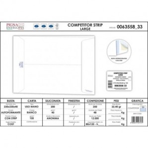 Buste a sacco bianche Pigna Envelopes Competitor strip Large soffietti 4 cm 100 g/m² 230x330 mm conf. 250 - 0063558