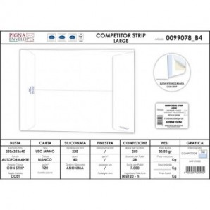 Buste a sacco bianche Pigna Envelopes Competitor strip Large soffietti 4 cm 120 g/m² 250x350 mm conf. 250 - 0099078