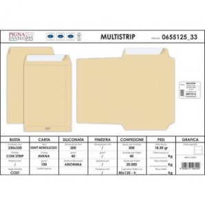 Buste a sacco Pigna Envelopes Multi Strip 23x33 cm avana Conf. 500 pezzi - 0655125_270150