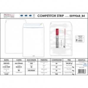 Buste a sacco Pigna Envelopes Competitor Strip 80 g/m² 250x353 mm bianco Conf. da 20 buste - 0099068_470034