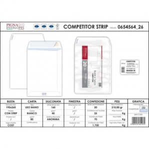 Buste a sacco Pigna Envelopes Competitor Strip 80 g/m² 190x260 mm bianco Conf. da 20 buste - 0654564_470018