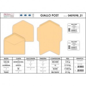 Buste senza finestra Pigna Envelopes 80 g/m² 120x180 mm giallo posta conf. 500 - 0459598_374538