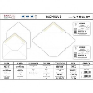 Buste senza finestra Pigna Envelopes Monique 115 g/m² 90x140 mm bianco conf. 500 - 0744065_544428