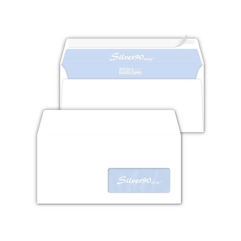 Buste con finestra Pigna Envelopes Silver90 Strip 90 g/m² 110x230 mm bianco Conf. 50 buste - 0062711