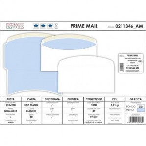 Buste senza finestra Pigna Envelopes Prime Mail 80 g/m² 110x230 mm bianco conf. 1000 - 0211346_374449