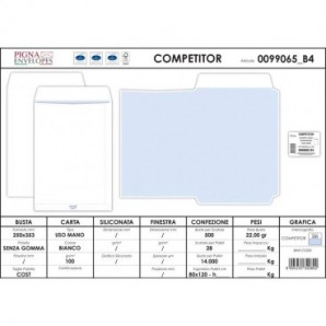 Buste a sacco Pigna Envelopes Competitor 100 g/m² 250x353 mm bianco conf. 500 - 0099065