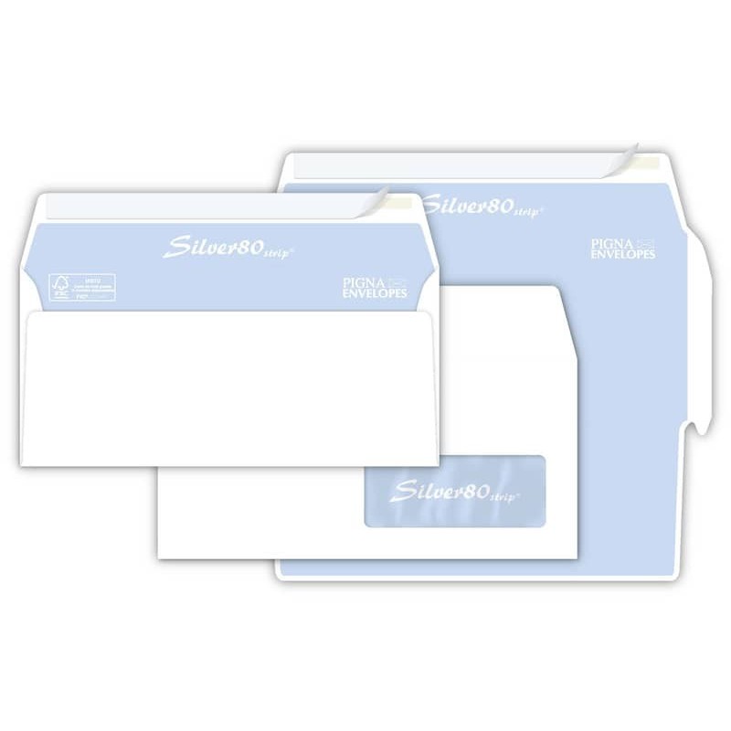 Buste con finestra Pigna Envelopes Silver80 80 g/m² 110x230 mm bianco conf. 500 - 0097584_374473