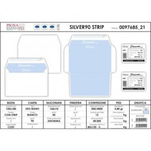 Buste senza finestra Pigna Envelopes Silver90 90 g/m² 120x180 mm bianco conf. 500 - 0097685_139530