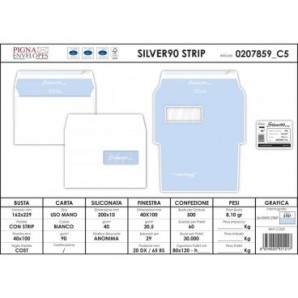 Buste con finestra Pigna Envelopes Silver90 90 g/m² 162x229 mm bianco conf. 500 - 0207859_374520