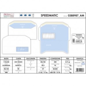 Buste con finestra Pigna Envelopes Speedmatic 80 g/m² 110x230 mm bianco conf. 500 - 0388987_374465