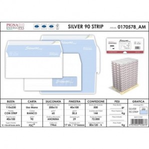 Buste con finestra Pigna Envelopes Silver90 90 g/m² 110x230 mm bianco conf. 500 - 0170578_108815