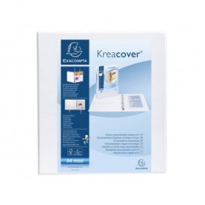 Raccoglitore personalizzabile Exacompta A4 maxi Kreacover® bianco 4 anelli a D 50 mm - 51944E