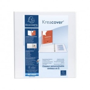 Raccoglitore personalizzabile Exacompta A4 maxi Kreacover® bianco 4 anelli a D 60 mm - 51945E