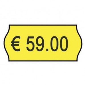 Rotolo da 1000 etichette per prezzatrice Printex sagomate 26x12 mm giallo perm. conf. 10 rotoli - 2612sfp10gi