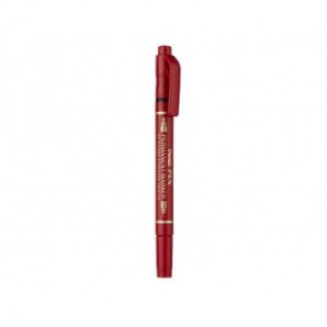 Marcatore permanente doppia punta Pentel Twin Tip tratti F-M rosso N75W-BE