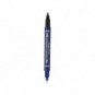 Marcatore permanente doppia punta Pentel Twin Tip tratti F-M blu N75W-CE