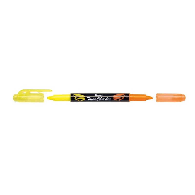 Evidenziatore Pentel Twin Checker a doppia punta 1-3 mm giallo-arancio - SLW8-GF