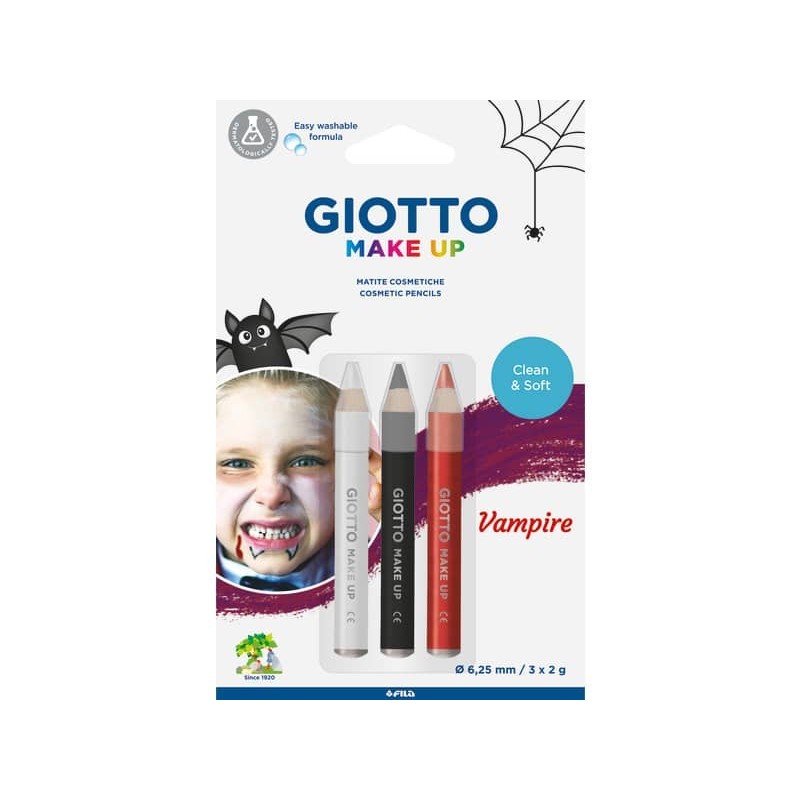 Tris tematico di matite cosmetiche GIOTTO Bianco, Nero, Rosso - Vampire conf. 3 pezzi - 473500